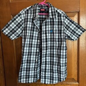 Wrangler Boys Black and White Plaid Shirt